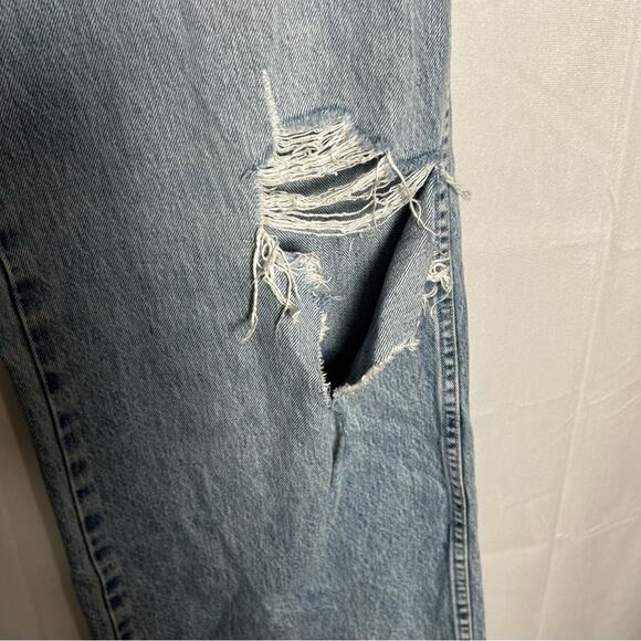 AMO Denim Frida Wide Leg Distressed Blue Jeans Size 28 - Picture 3 of 8